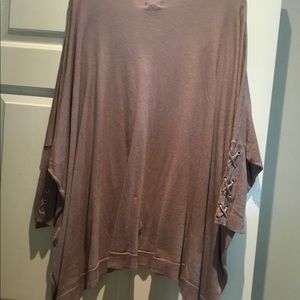 Sweater taupe- light purple 3/4 sleeve